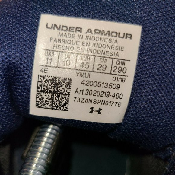 Under Armour Mens Micro G‎ Pursuit 3020219-400 Blue Running Shoes Sneakers 11 4E